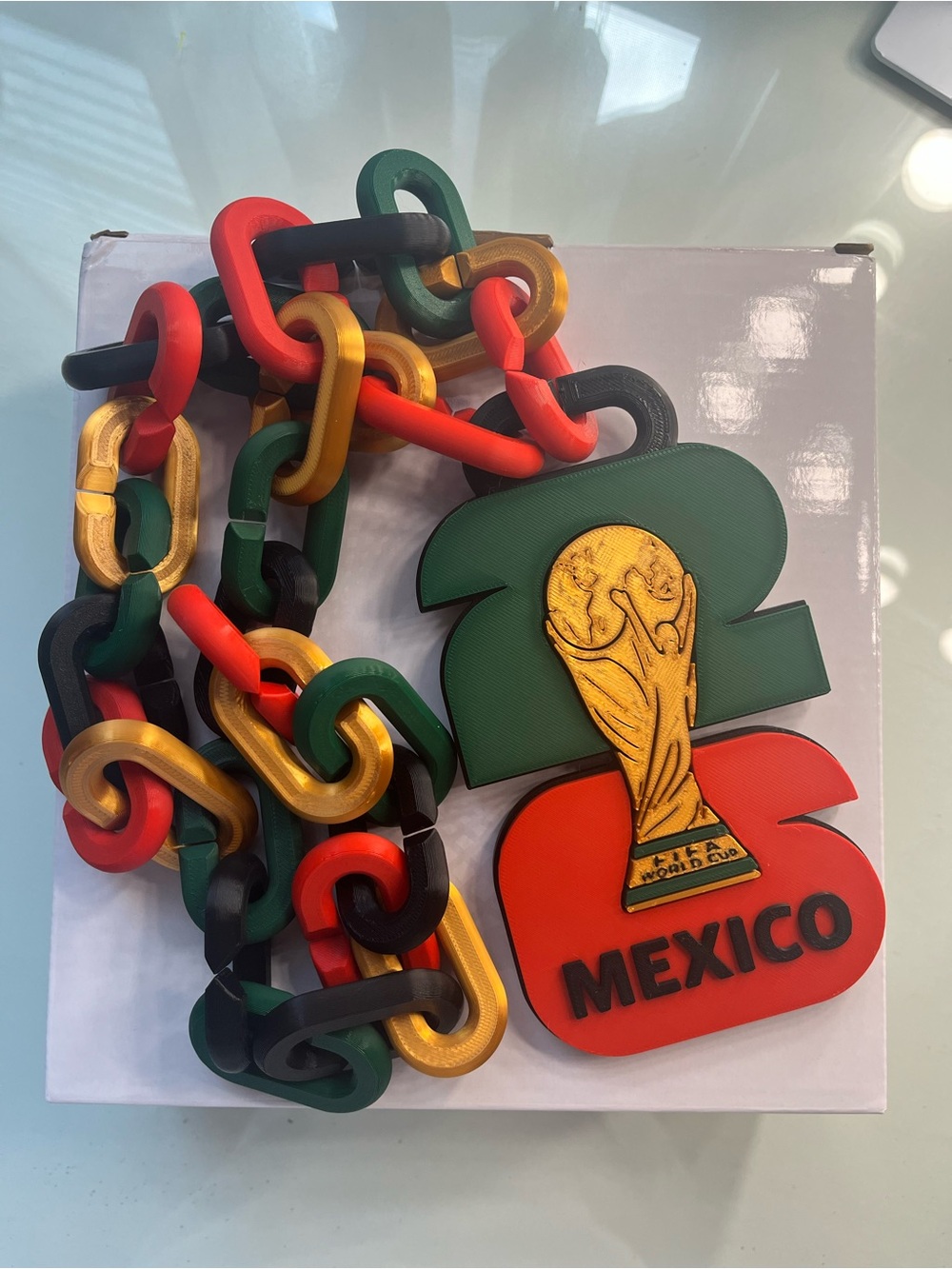 Mexico World Cup Inspired Statement Necklace - Red, Green, Gold